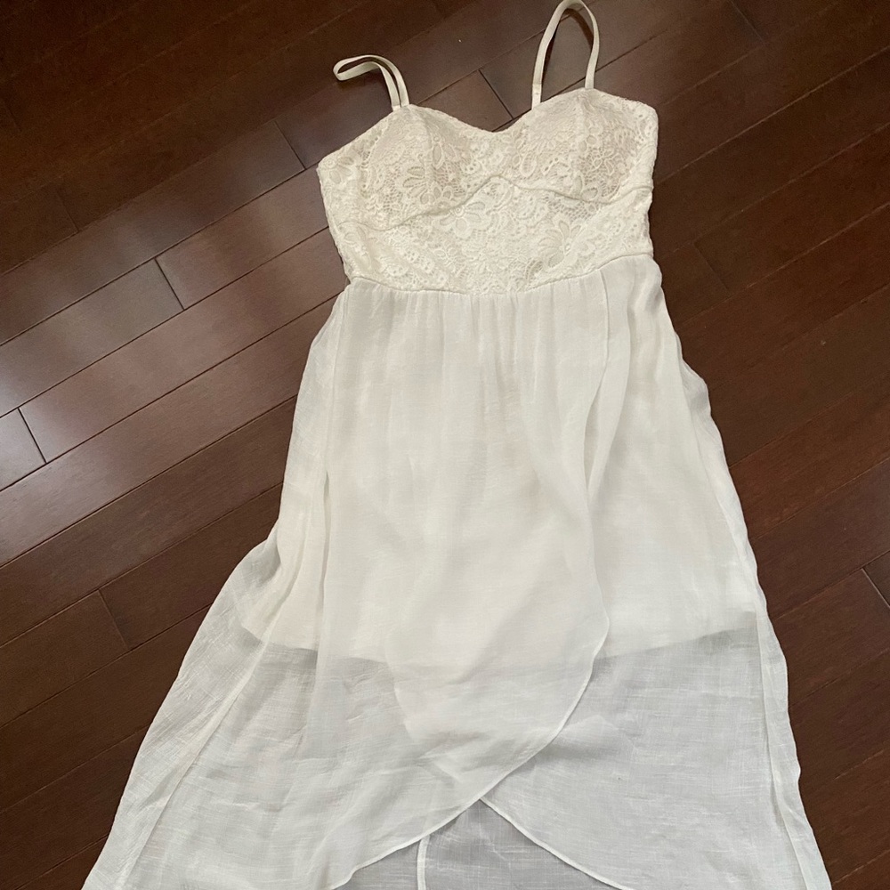 Woman’s spaghetti strapped high low Off white summer dress - Picture 2 of 7